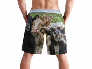 Animal Cow Lustige Badehose fuer Maenner Jungen Schnell Trocknende Strandshorts mit Taschen 0 2