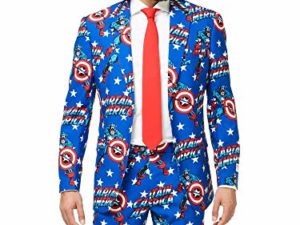 Captain America Anzug fuer Herren besteht aus Sakko Hose und Krawatte 46 0 2