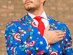 Captain America Anzug fuer Herren besteht aus Sakko Hose und Krawatte 46 0 4