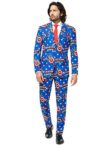 Captain America Anzug fuer Herren besteht aus Sakko Hose und Krawatte 46 0
