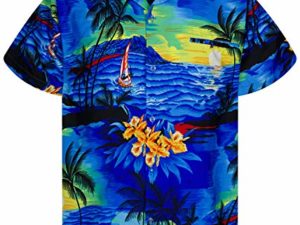 King-Kameha-Funky-Hawaiihemd-Kinder-Jungen-Maedchen-Kurzarm-Fronttasche-Hawaii-Print-Unisex-Surf-Palmen-Muster-0