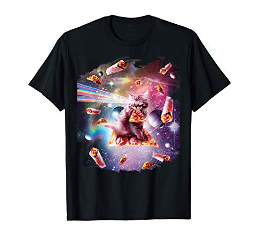 Outer Space Pizza Cat Rainbow Laser Taco Burrito T Shirt 0