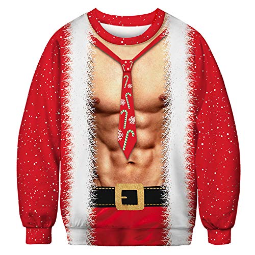 Pizoff Unisex Hip Hop Sweatshirts mit Bunt 3D Weihnachten Christmas Digital Printing Druckmuster 0