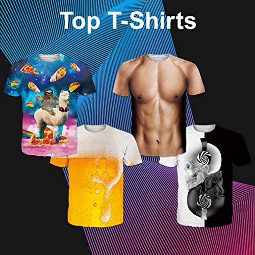 RAISEVERN Unisex 3D Druck Lustige Grafik T-Shirt Sommer Casual Kurzarm Shirt Crew Tees Top S-XXL 