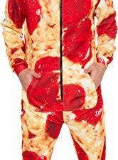 Silver Lilly Pizza Overall mit Kapuze Erwachsene Pepperoni Pizza Kostuem Druck Langarm Reissverschluss Pyjama 0