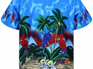 VHO-Funky-Hawaiihemd-Herren-Kurzarm-Front-Tasche-Hawaii-Print-Papagei-Strand-Blumen-Palmen-0-2