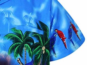 VHO-Funky-Hawaiihemd-Herren-Kurzarm-Front-Tasche-Hawaii-Print-Papagei-Strand-Blumen-Palmen-0-4