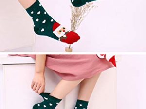 LOFIR Bunte Lustige Socken Damen Weihnachtssocken Tiermuster Cartoon Struempfe aus Baumwolle Maedchen Weihnachtenstruempfe Groesse 35 41 5 Paare 0 2
